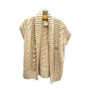 DKNY VINTAGE womens Y2K 90s fisherman’s Alpaca/ wool sleeveless cardigan vest s
